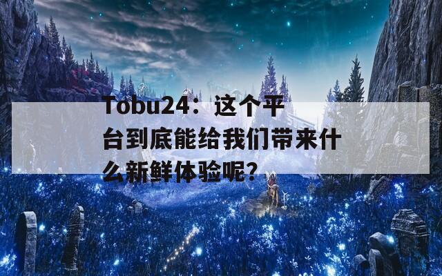 Tobu24：這個平臺到底能給我們帶來什么新鮮體驗呢？